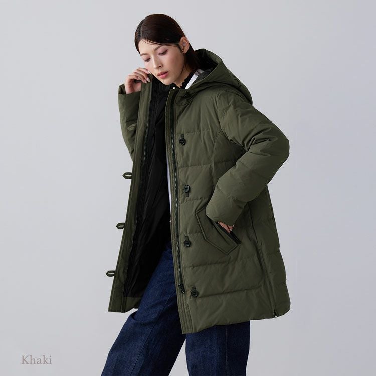 フード付きダウンコートレディースブラック黒