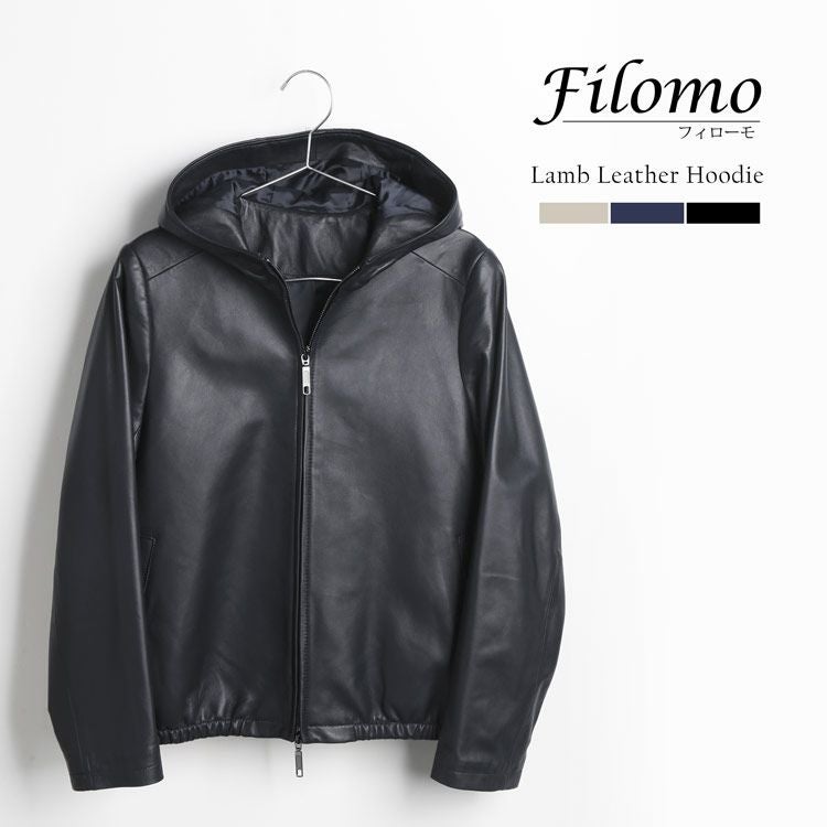 Filomo ラム革 レザー パーカー フード付き ジャケット レディース