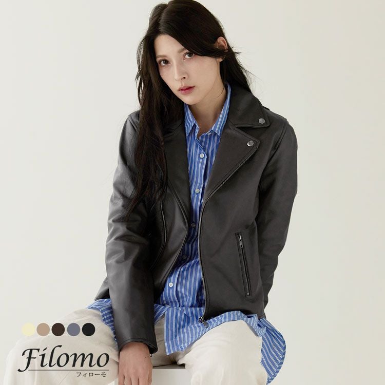 Filomo/フィローモ ラムレザー ライダースジャケット レディース