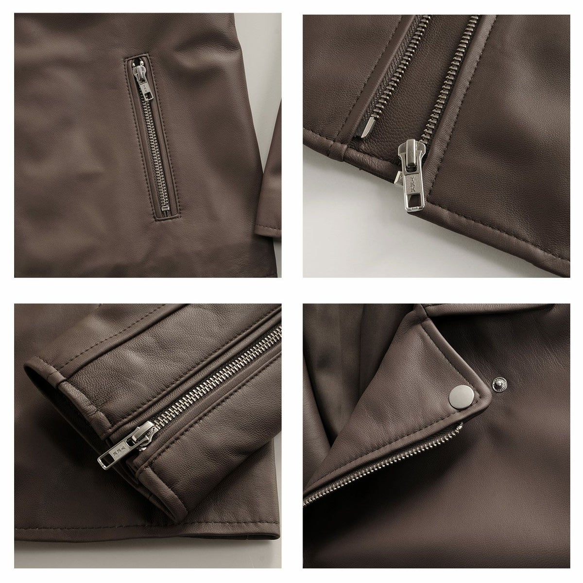 Filomo/フィローモラムレザーダブルライダースジャケットレディースナッパ加工秋冬ブラウン/ブラック本革バイカー大人アウター