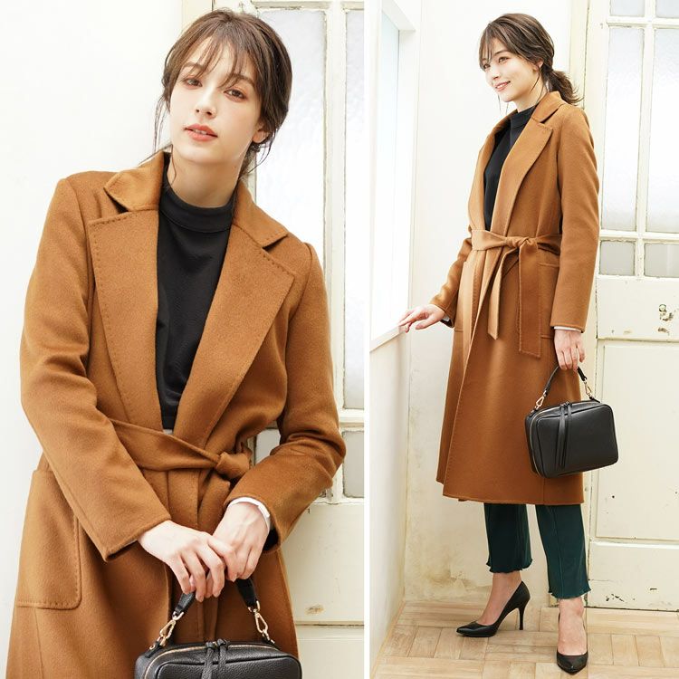 カシミヤ ガウン ロング コート 着丈115cm / カシミヤ100％ ダブル