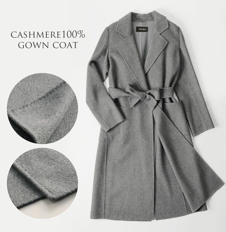 カシミヤ ガウン ロング コート 着丈115cm / カシミヤ100％ ダブル