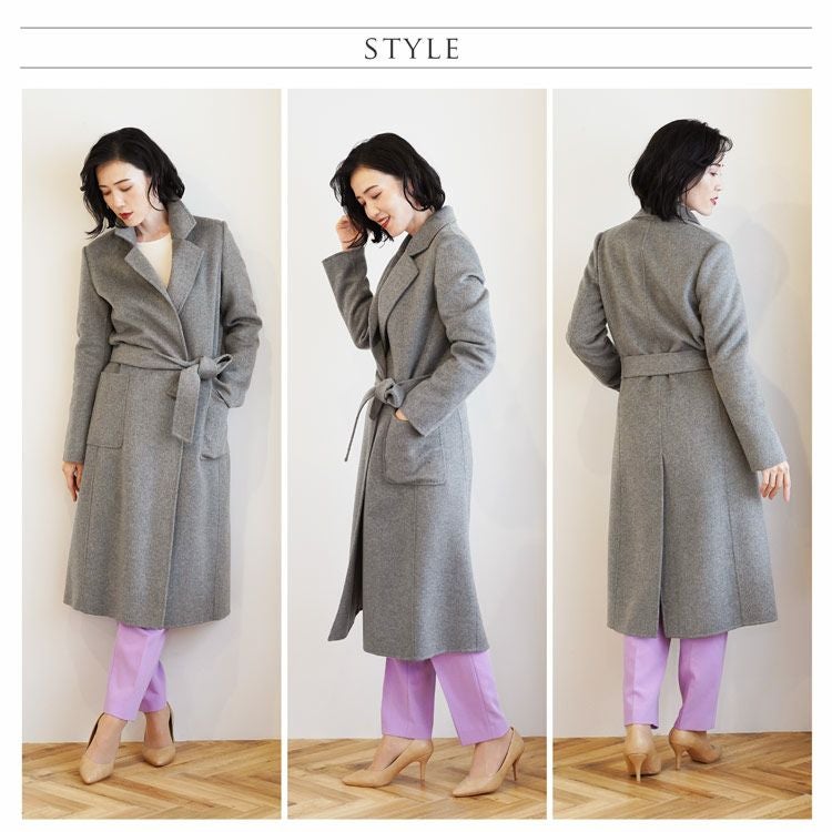 カシミヤ ガウン ロング コート 着丈115cm / カシミヤ100％ ダブル