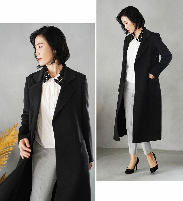 カシミヤ ガウン ロング コート 着丈115cm / カシミヤ100％ ダブル