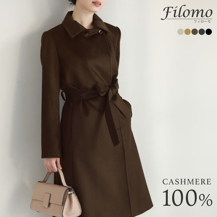Filomo カシミヤ コート レディース カシミヤ100% テーラード 着丈