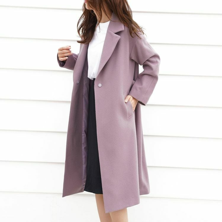 カシミヤ ブレンド ウール チェスターコート ロング丈 レディース