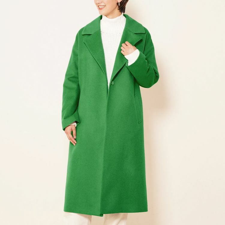 カシミヤ ブレンド ウール チェスターコート ロング丈 レディース
