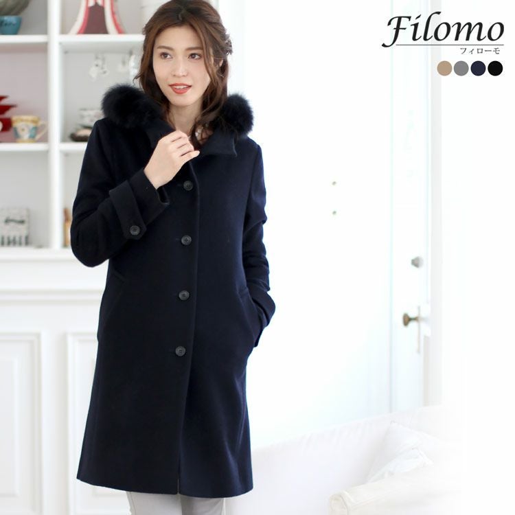 カシミヤ ブレンド ウール コート レディース きれいめ スタンドカラー