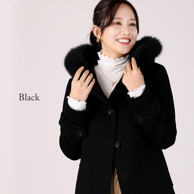 カシミヤ ブレンド ウール コート レディース きれいめ スタンドカラー