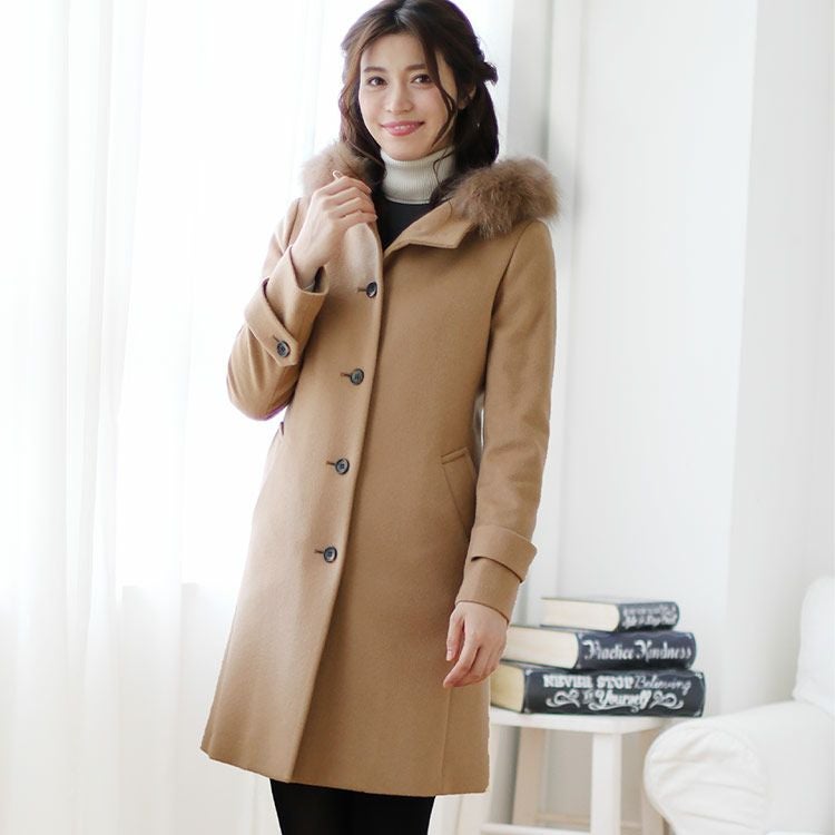 カシミヤ ブレンド ウール コート レディース きれいめ スタンドカラー