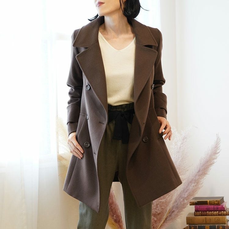 カシミヤ ブレンド ウール ピーコート レディース (08000229r) 6F