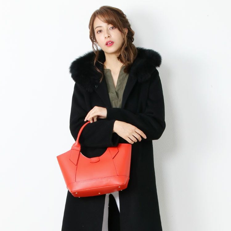 カシミヤ ブレンド ウール ロング コート ダブルフェイス フォックス