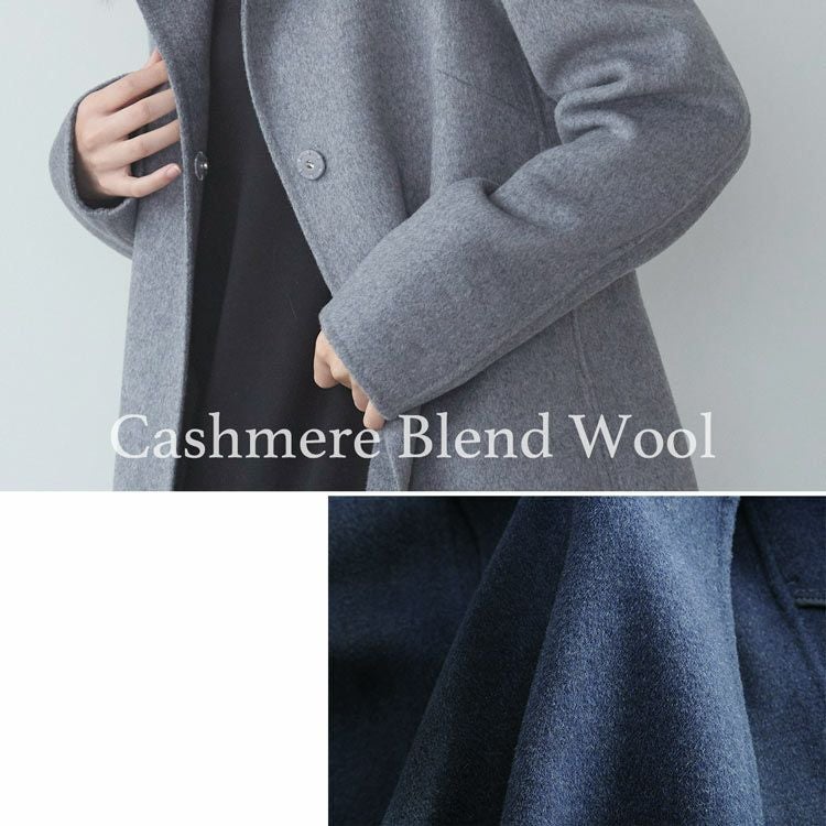 カシミヤ ブレンド ウール ロング コート ダブルフェイス フォックス