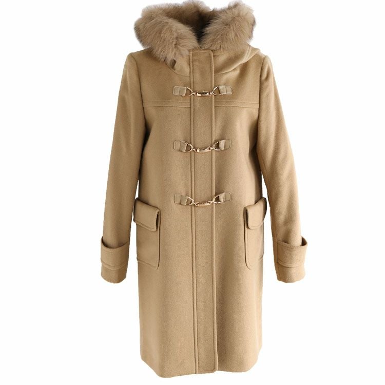 カシミヤ ブレンド ダッフル コート レディース フォックスファー