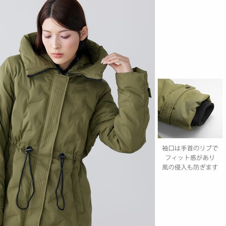 シームレス ダウンコート レディース テフロン加工 フード付き ロング