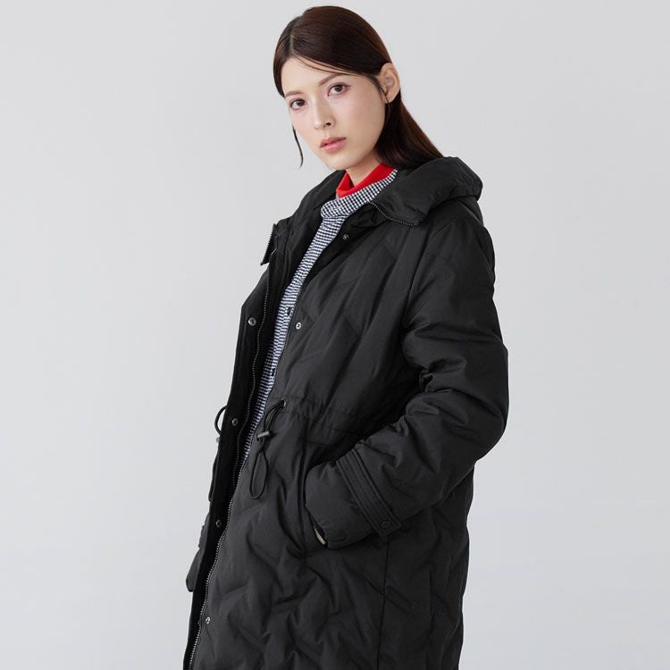 シームレス ダウンコート レディース テフロン加工 フード付き ロング