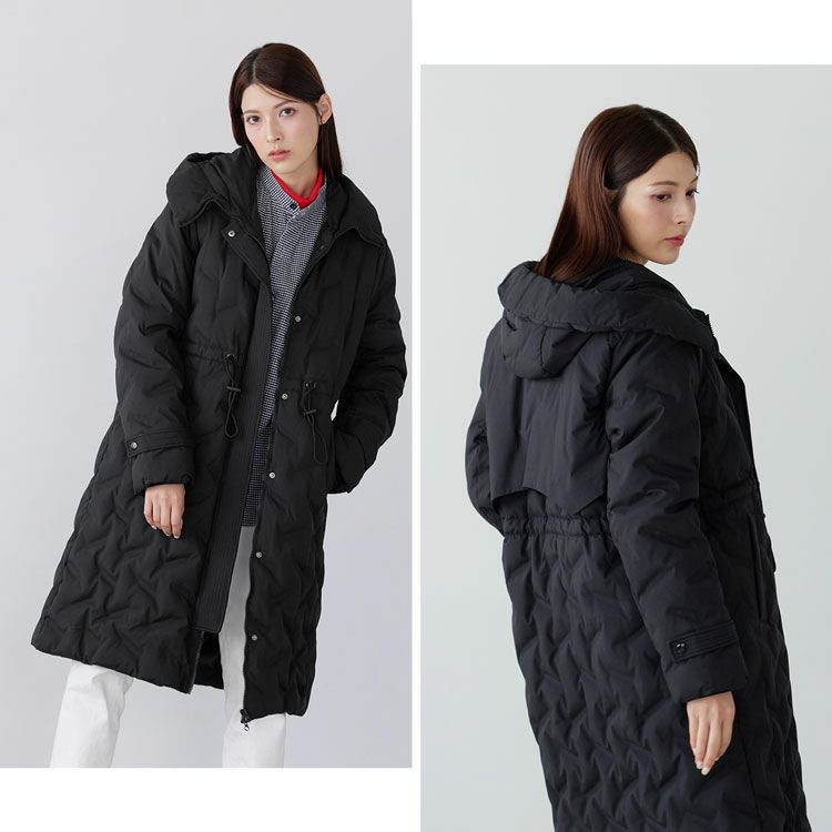 シームレス ダウンコート レディース テフロン加工 フード付き ロング