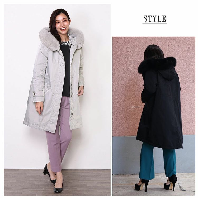 ダウンコート レディース ライナー フード付き フォックスファー 6F