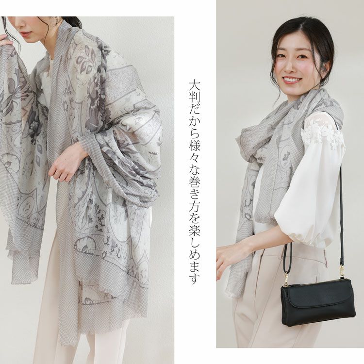 Filomo カシミヤ 100％ 大判 ストール ガーゼ プリント 内モンゴル産