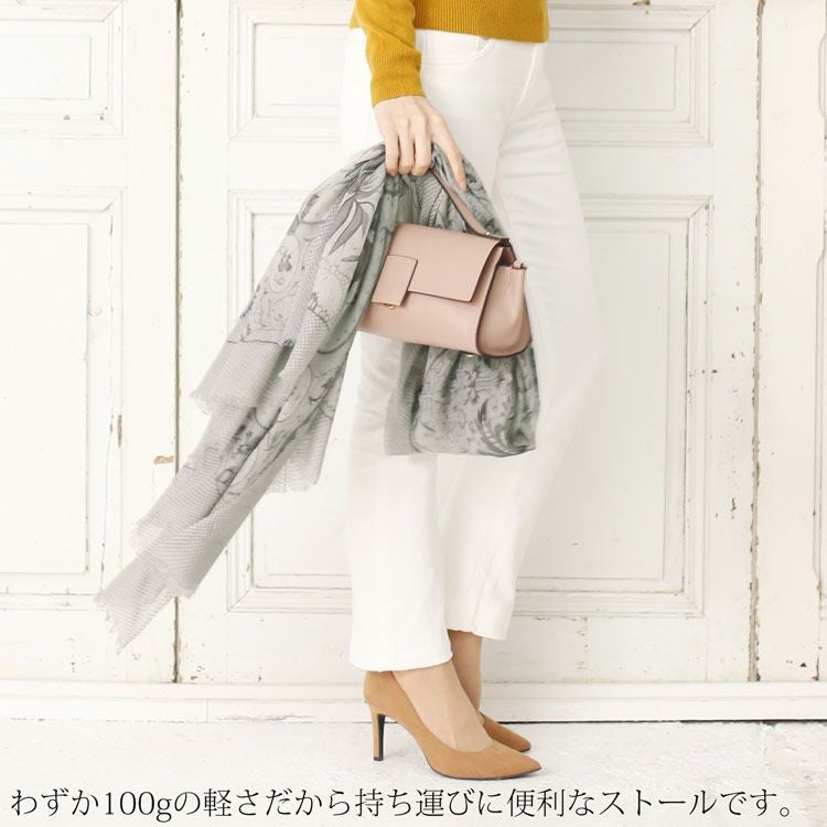 Filomo カシミヤ 100％ 大判 ストール ガーゼ プリント 内モンゴル産
