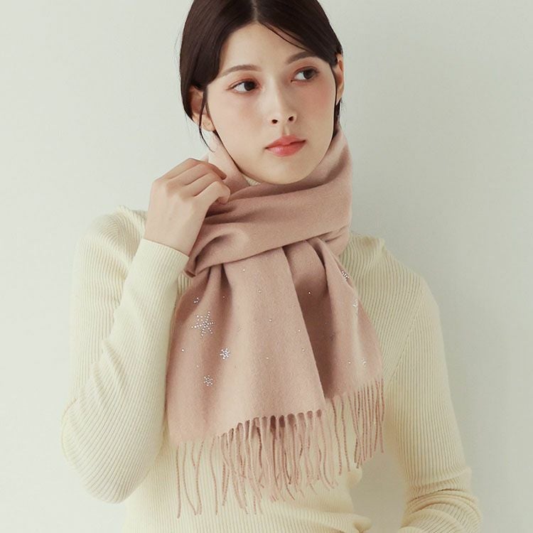 Filomo カシミヤ100% マフラー ラインストーン付き レディース