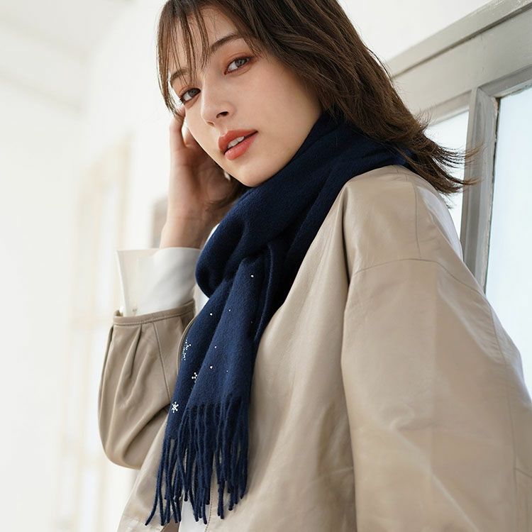 Filomo カシミヤ100% マフラー ラインストーン付き レディース