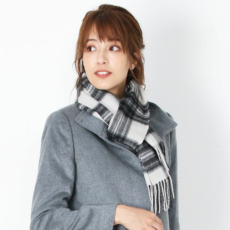 Filomo チェック柄 カシミヤ マフラー 100% 秋冬 レディース