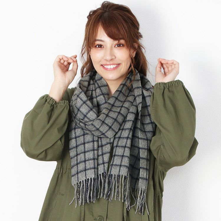 Filomo チェック柄 カシミヤ マフラー 100% 秋冬 レディース