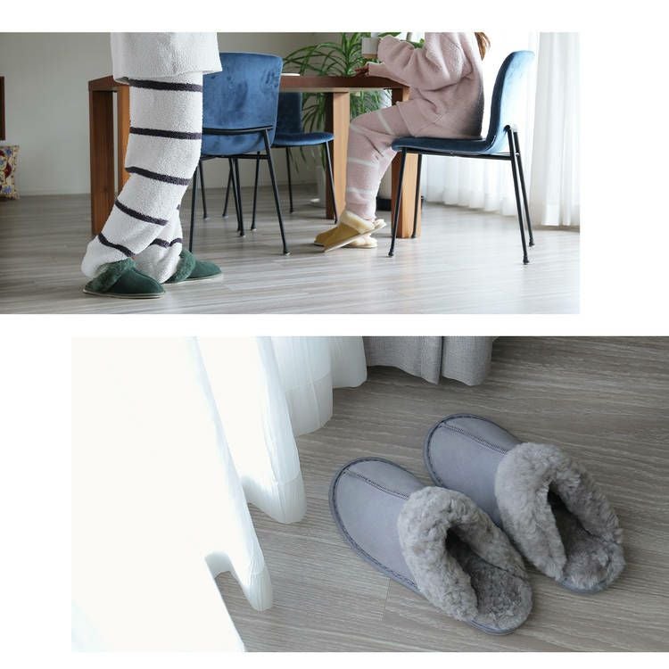 スリッパムートンルームシューズ羊毛室内来客用ふわふわもこもこブランドje'coule低反発(09000081r)