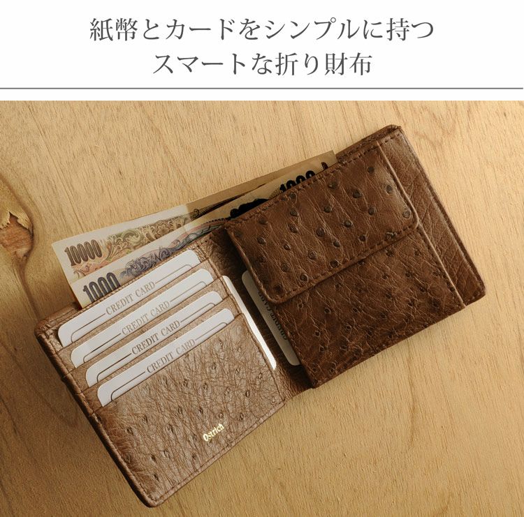 オーストリッチ 二つ折り財布 レディース【ネコポスで送料無料】