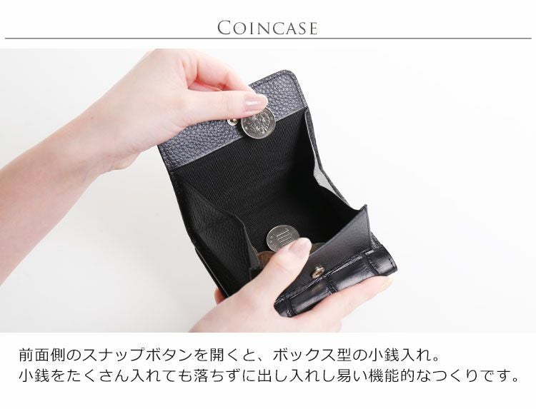 クロコダイル レディース ミニ財布 マット 加工 ボックス型 小銭入れ