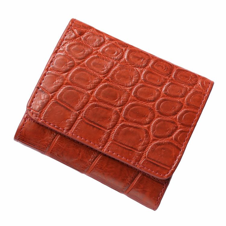 クロコダイル レディース ミニ財布 マット 加工 ボックス型 小銭入れ