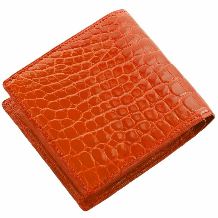 クロコダイル 折り財布 シャイニング加工 日本製 小銭入れ付き