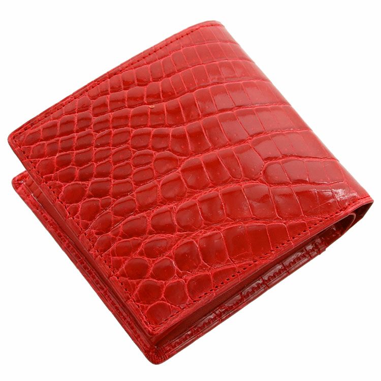 クロコダイル 折り財布 シャイニング加工 日本製 小銭入れ付き