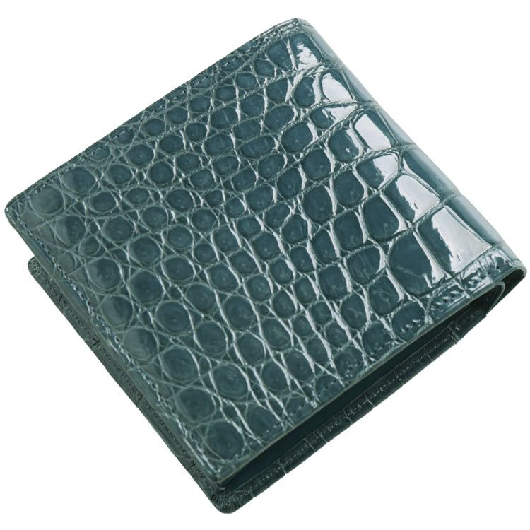 クロコダイル 折り財布 シャイニング加工 日本製 小銭入れ付き
