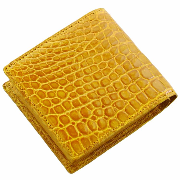 クロコダイル 折り財布 シャイニング加工 日本製 小銭入れ付き