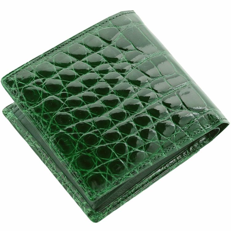 クロコダイル 折り財布 シャイニング加工 日本製 小銭入れ付き