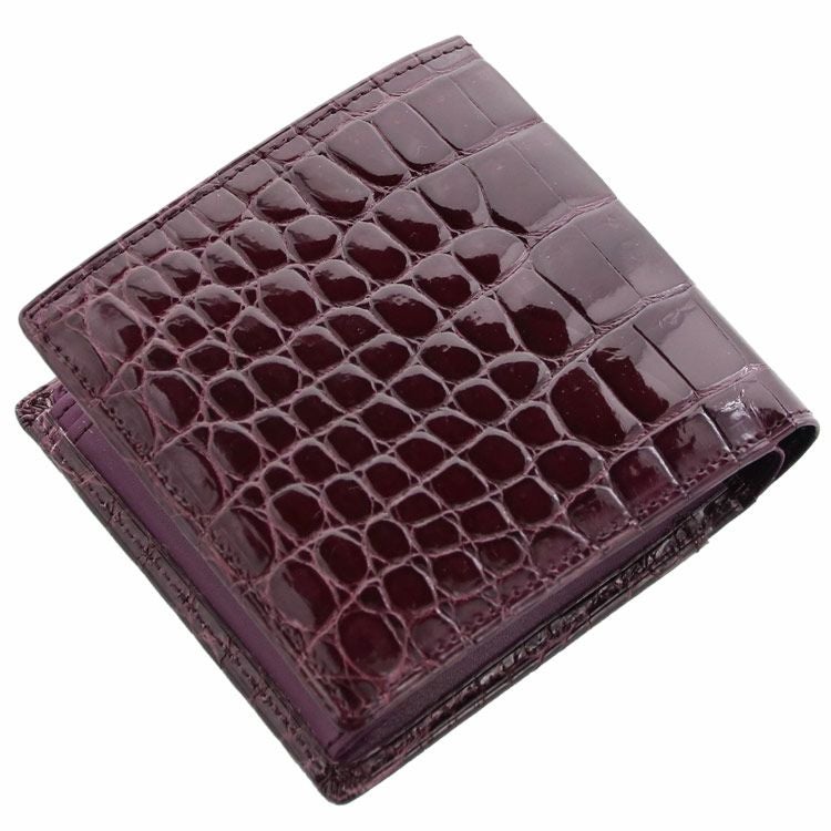 クロコダイル 折り財布 シャイニング加工 日本製 小銭入れ付き