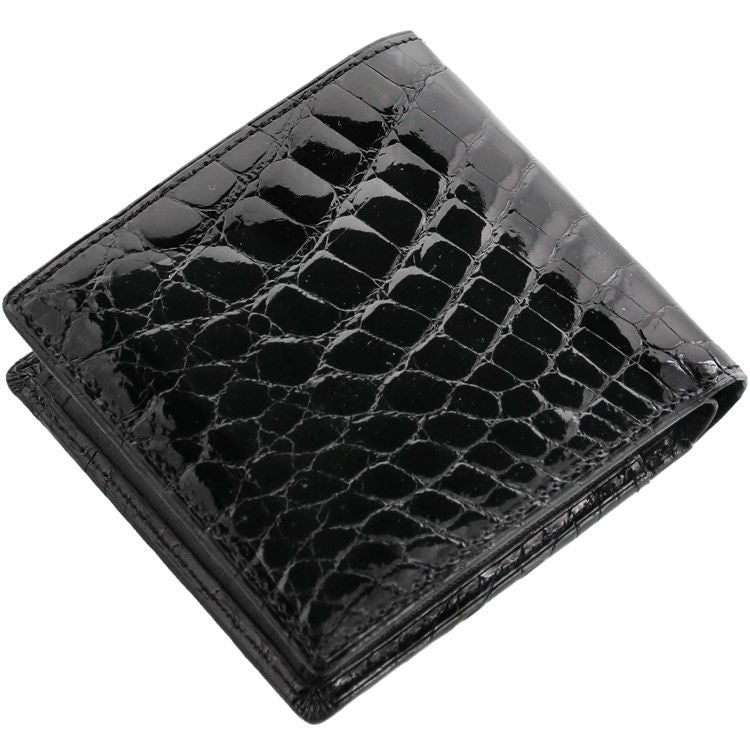 クロコダイル 折り財布 シャイニング加工 日本製 小銭入れ付き