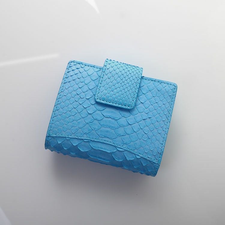 二つ折り財布 レディース 本革 ダイヤモンドパイソン 蛇革 ミニ財布 4FA