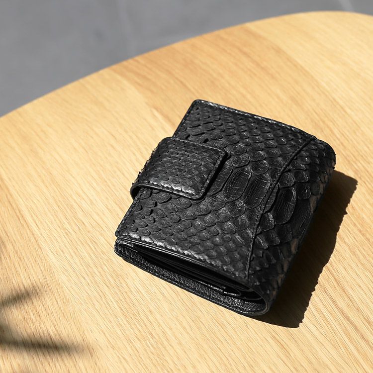 二つ折り財布 レディース 本革 ダイヤモンドパイソン 蛇革 ミニ財布 4FA