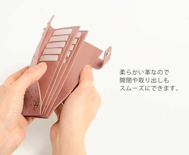 カードケース 本革 オーストリッチ レディース 大容量 20枚収納 ハーフ