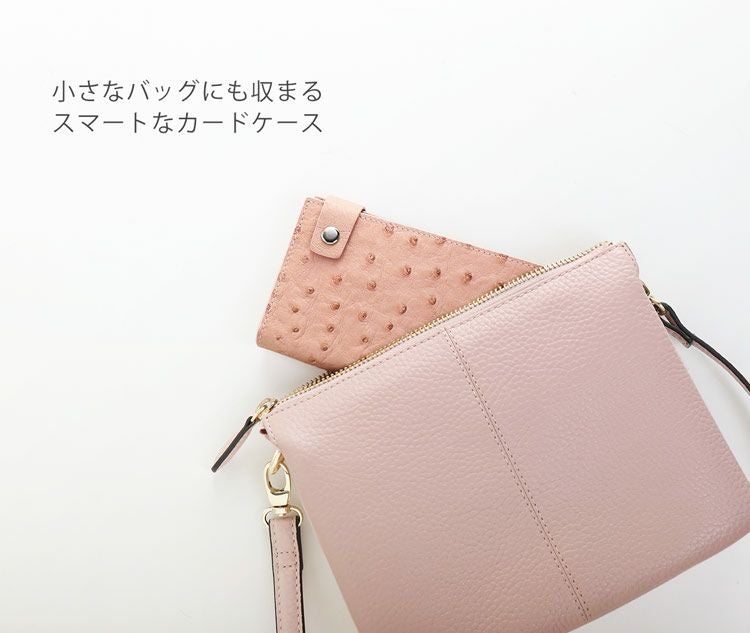 カードケース 本革 オーストリッチ レディース 大容量 20枚収納 ハーフ
