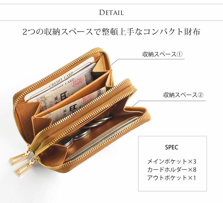 クロコダイル ミニ財布 レディース Wファスナー 4FA