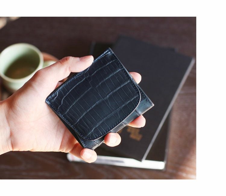 クロコダイル ミニ財布 レディース ボックス型 小銭入れ 付き 薄型