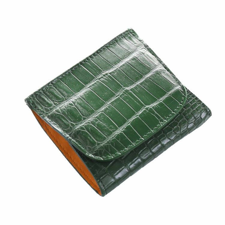 クロコダイル ミニ財布 レディース ボックス型 小銭入れ 付き 薄型