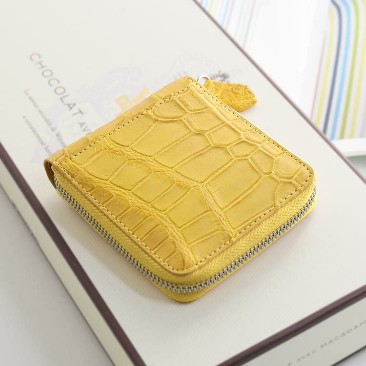 クロコダイル ラウンドファスナー 二つ折り財布 ミニ財布 マット 4FA