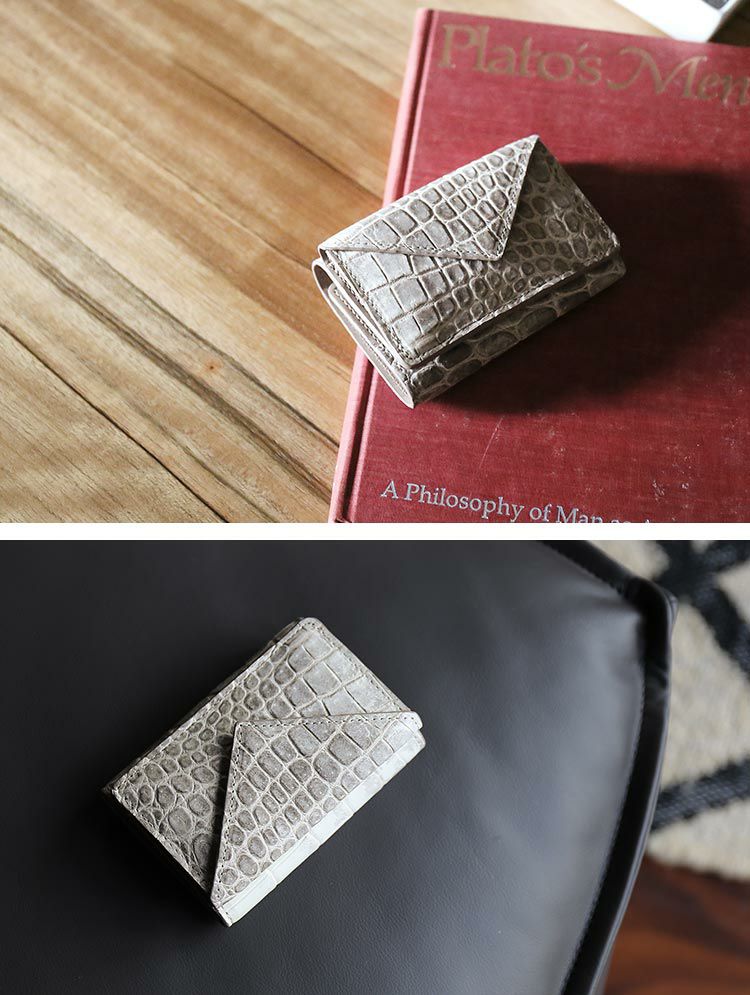 ミニ財布 レディース 本革 ヒマラヤ クロコダイル 三つ折り 4FA