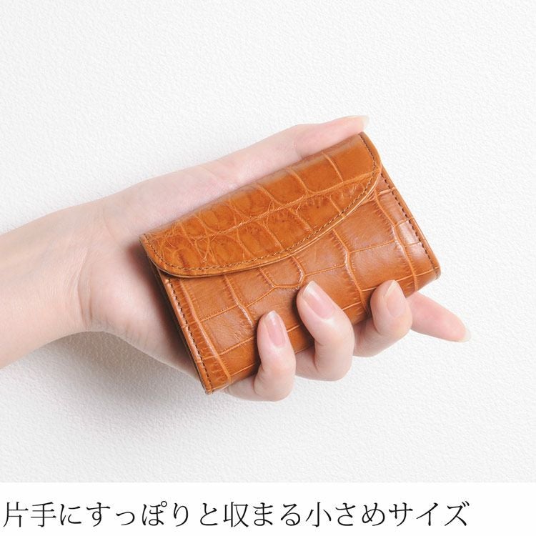 クロコダイル ミニ財布 マット加工 小銭入れ コインケース かぶせ