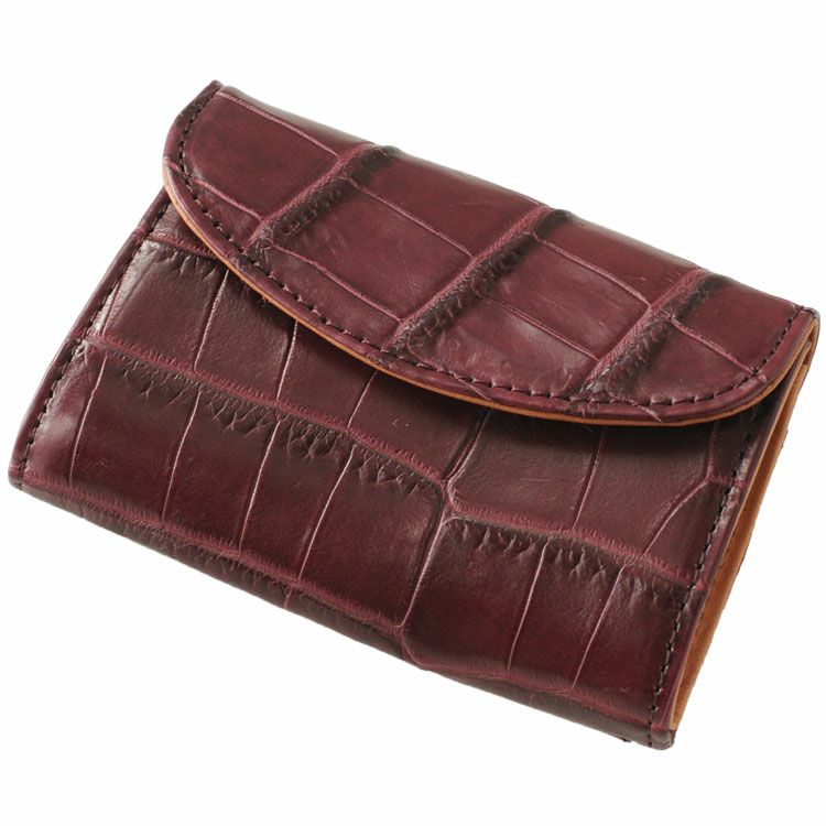 クロコダイル ミニ財布 マット加工 小銭入れ コインケース かぶせ